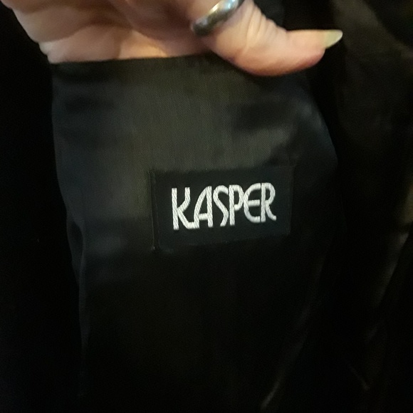 KASPER Navy Pea Coat 100% Wool Black w Lining Vtg - Picture 3 of 9